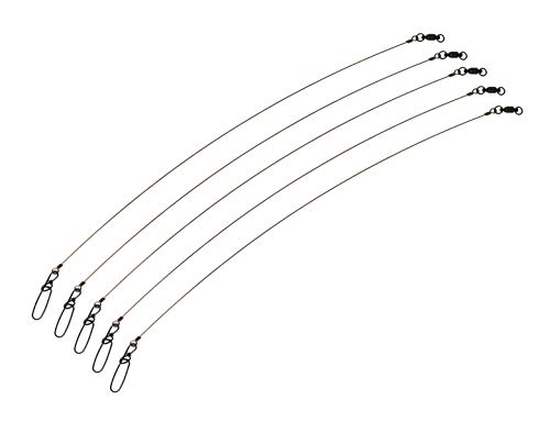 5 Pack 174 lb 12" Premium Stainless Steel Solid Wire Tooth Shield Tackle Musky Pike Leader Jerk Bait Bucktail