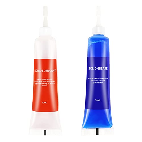 EDSRDUS Reel Care Combo Fishing Reel Oil & Grease Kit for Fishing Reel Maintenance, Spinning Reel & Bearing Maintenance Oil, Set for All Types of Fishing Reels 0.64OZ (20ml) x2 Pack