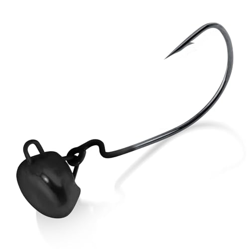 Dr.Fish 10 Pack Ned Rig Jig Heads Weedless Swinging Jig Head for Crappie Fishing EWG Wide Gap Hook Freshwater Swimbait Bass Fishing Lure - color: Black, size: 3/16oz(#1)