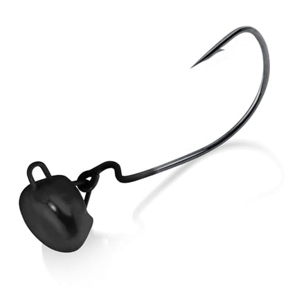 Dr.Fish 10 Pack Ned Rig Jig Heads Weedless Swinging Jig Head for Crappie Fishing EWG Wide Gap Hook Freshwater Swimbait Bass Fishing Lure - color: Black, size: 1/4oz(#1)