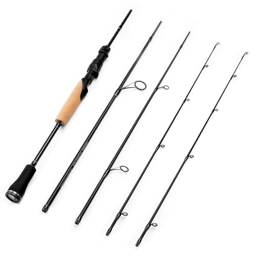 KastKing Spartacus Passage Travel Fishing Rods, Portable 4-Piece Spinning & Casting Rods, Extra Twin-Tip, IM7 Graphite Blanks, Stainless Steel Guides with Zirconium Oxide Rings, EVA Handle - size: 8'6"-H-Fast(4 Pcs+ Extra Tip), style: Spinning