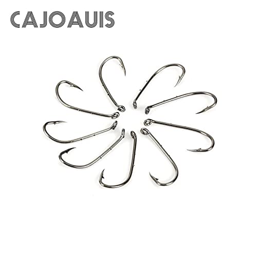 Baitholder Fishing Hooks 100pcs/ Pack Barbed Shank Down Eye Fishing Offset Hooks(8#-6/0) - size: 5/0-100PCS