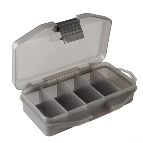 Fishing Tackle Box, Plastic Waterproof Lure Storage Case with 5 Compartments for Hard Bait Soft Lures Hooks Accessories, Portable Organizer for Anglers (Large)(large)