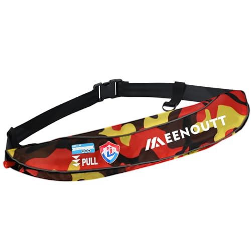 Automatic Inflatable Belt Pack Water Sports Jacket Waist Belt PFD for SUP Paddleboarding Fishing Boating Kayaking（fit 80-330 lbs） (Red camouflage) - color: Red camouflage