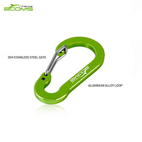 Booms Fishing CC1 Multi-Use Carabiner Clip, 6 Pack Small Caribeener Clips, Mini Keychain Caribeaner Clip 2 inch, Aluminum D Ring Carabiners, Multi-Colored - color: Green, 6pcs