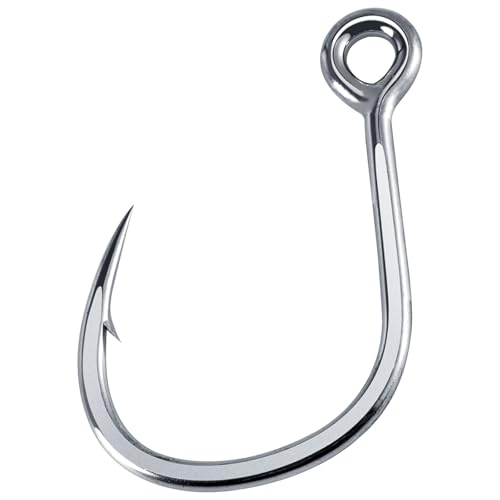 Dr.Fish 10 Pack Inline Single Hooks Welded Eyes Heavy Duty Saltwater Fishing Circle Hook Replacement for Hard Lures - size: #4(0.8")-10 Pack