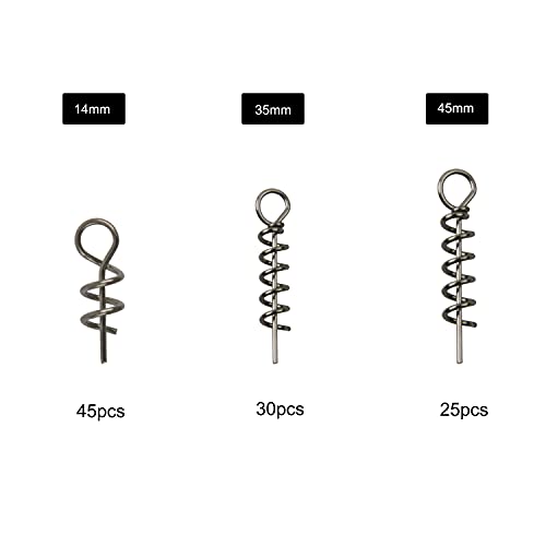 Soft Lure Bait Spring Twist Lock,100pcs Fishing Crank Hook Centering Pin Soft Lure Bait Worm Crank Swimbait Keeper Needle Springs Screw Lock Fixed Latch - size: Mixed(S,M,L) Kit-100pcs