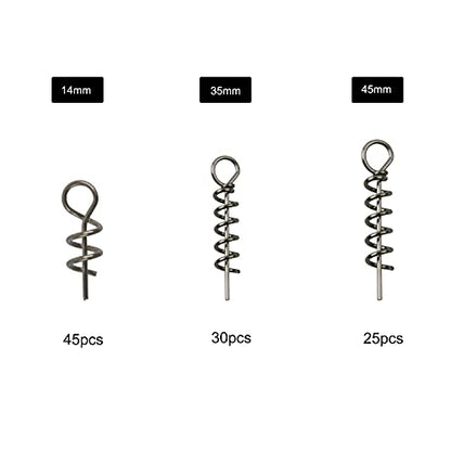 Soft Lure Bait Spring Twist Lock,100pcs Fishing Crank Hook Centering Pin Soft Lure Bait Worm Crank Swimbait Keeper Needle Springs Screw Lock Fixed Latch - size: Mixed(S,M,L) Kit-100pcs