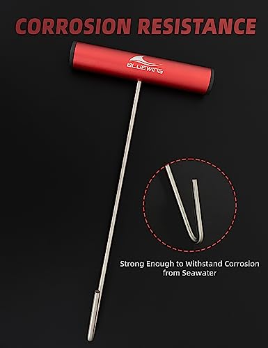 BLUEWING Fishing Hook Remover 12in/24in Stainless Steel Fish Dehooker Saltwater Push and Pull Dehooking Tool, Twist Resistance Design 1pc - color: Red, size: 12", style: Single Curve Design