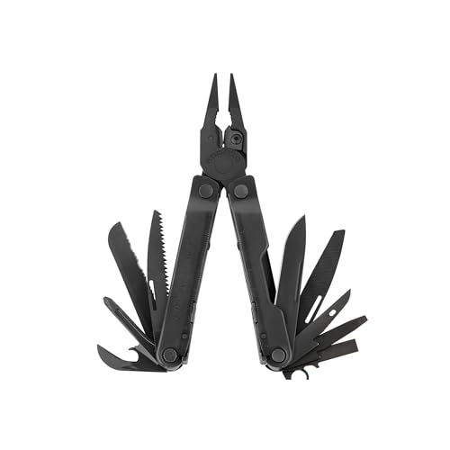 LEATHERMAN, Rebar Multitool with Premium Replaceable Wire Cutters and Saw, Black - color: Black