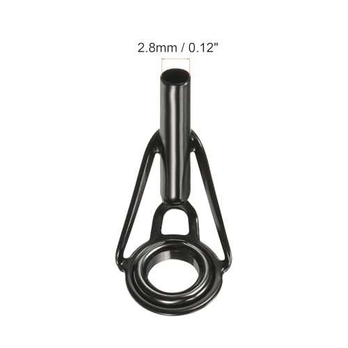 PATIKIL Tube Dia Fishing Rod Tips Repair Kit, Stainless Steel Black Guide Ring for Fishing - size: 2.8mm