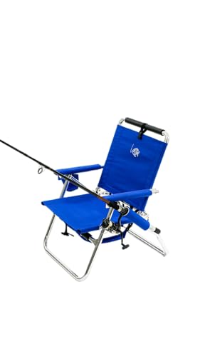 Backpack Fishing Chair - Portable Folding Ultra Light Chair with Padded Carrying Straps & Padded Lumbar Support Bar - All Aluminum Fishing Chair with Cup & Rod Holder