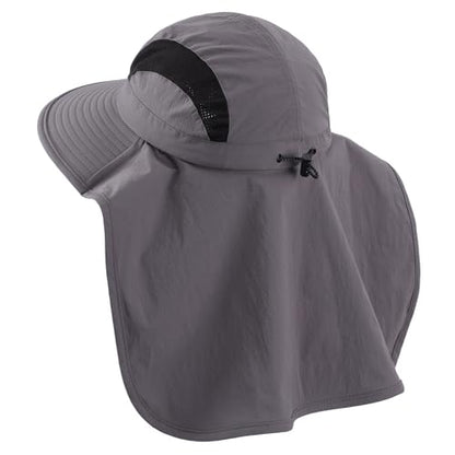 Home Prefer UPF 50+ Sun Hats for Men Women Wide Brim Fishing Hat with Neck Flap UV Protection Sunblock Safari Bucket Hat - color: Dark Grey
