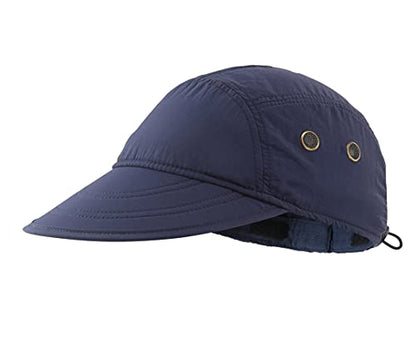 Connectyle Mens Foldable UV Protection Sun Hat with Removable Neck Flap Outdoor Adventure Sun Cap for Fishing Hiking Safari - color: Navy Blue
