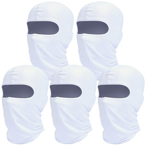 ROXUN Balaclava Ski Mask, 5 Pack Neck Gaiter Motorcycle Summer Cooling | UV Protection Shiesty, Windproof Scarf for Men/Women, Face Mask, Versatile Use - color: 5 White