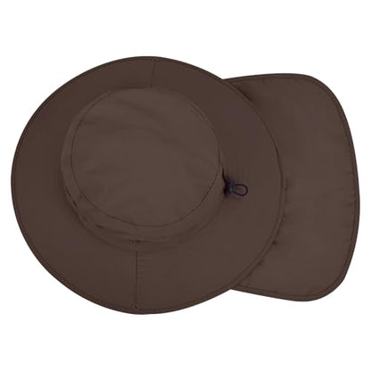 Sun Hats for Men Women, UPF50+ Protection Safari Hat,Wide Brim Fishing Hat with Neck Flap,Bucket Hats for Beach Hiking - color: Coffee
