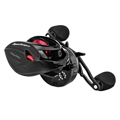 KastKing Speed Demon Elite Fishing Reel, World's Fastest 10.5:1 Gear Ratio/Deadbolt Baitcasting Reel, 10+1 Shielded Stainless Steel BB, CNC Lightweight Aluminum Frame, Available in Skipping Version - color: Skipping- Shallow Spool- 8.6:1- Left