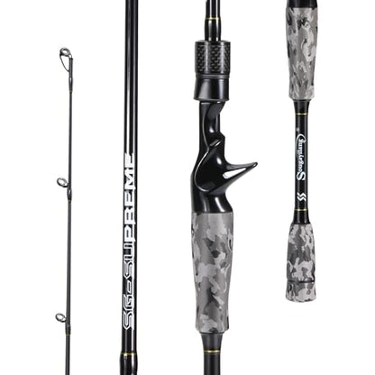 Sougayilang Fishing Rod - Medium 2Pc Graphite Composite Blank Spinning & Casting Rod, Camouflage EVA Grip, Smooth Transition Fishing Pole - color: Grey-Casting, size: 6'10''-Medium-Moderate