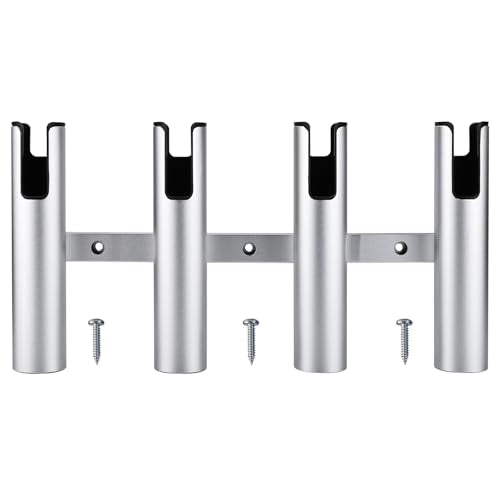 NovelBee 4 Tube Fishing Rod Holder for Boat,Aluminium Rod Rack with Screws | 4 Tube Rod Holder for Boat;Aluminium Fishing Rod Rack;Wall-Mounted Rod Pole Holder with Screws - color: Silver & Black