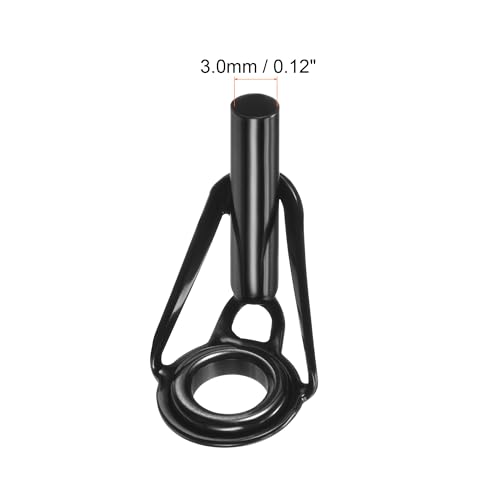 PATIKIL Tube Dia Fishing Rod Tips Repair Kit, Stainless Steel Black Guide Ring for Fishing - size: 3.0mm