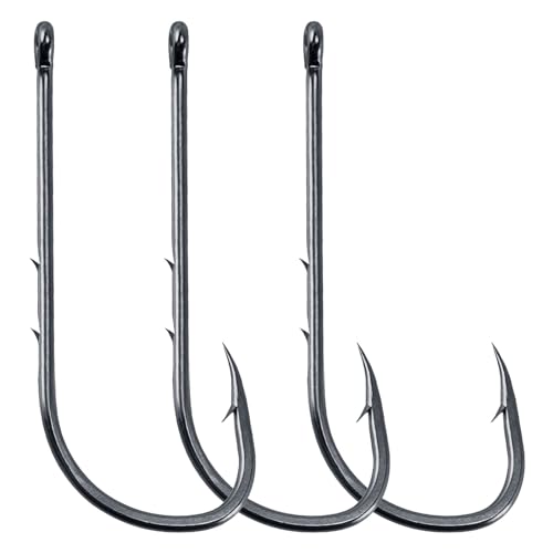 Dr.Fish 100 Pack Baitholder Fishing Hooks, Freshwater Fishing Straight Shank Worm Hooks Walleye Rig Bass Crappie Panfish Bluegill - size: 6/0#-100 Pack