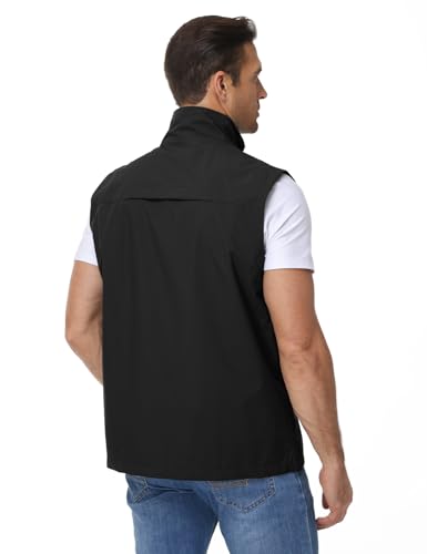 Eisctnd Mens Lightweight Quick Dry Vest Sleeveless Outdwear Utility Jacket | Utility Sleeveless Vest with Multi Pockets, Outerwear Hiking Fishing Photography Camping Travel Outdoor - color: Black, size: X-Large