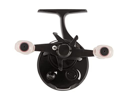 13 Fishing - Descent Aluminum - Inline Ice Fishing Reel - 2.7:1 Gear Ratio - Left Hand Retrieve (Aluminum Spool Gen 2 Design) - D2AL-2.7-LH, Black/Red