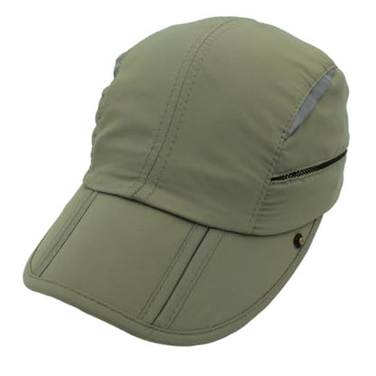 Connectyle Men's Sun Hat with Detachable Neck Flap Adjustable Outdoor UPF 50+ Baseball Sun Cap for Fishing Hiking Golfing - color: Army Green