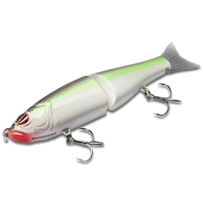 Bassdash SwimShad Glide Baits Jointed Swimbait Bass Pike Salmon Trout Muskie Fishing Lure - color: Fluorescent White Shad, size: 4.5in/0.65oz