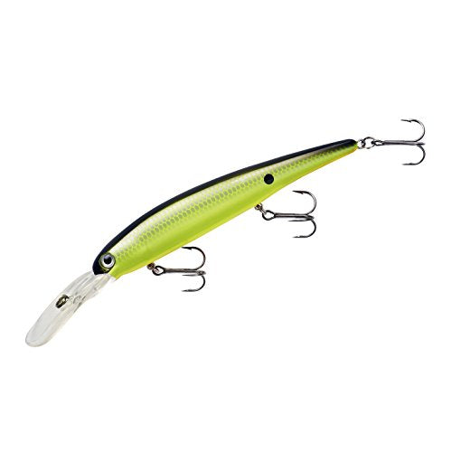 Bandit Lures 4 3/4-Inch Slender Minnow Jerkbait Trolls Up to 27 Feet Deep, Universal Color Patterns, 1 Piece - color: Chartreuse Pearl Scales, size: 4 3/4", 5/8 oz