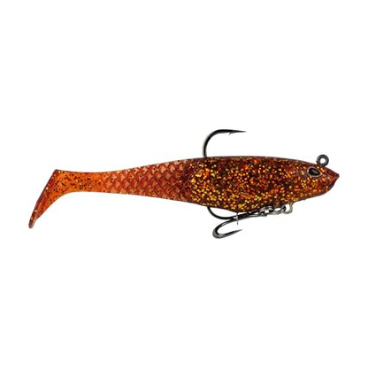 Berkley PowerBait Saltwater Pre-Rigged Cullshad Fishing Soft Bait - color: Root Beer Gold, size: 4 in (0.5 oz)