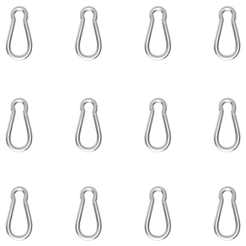 Carabiner, Heavy Duty Galvanized Steel Spring Snap Hook Carabiner Clips with 110LBS Holding Capacity, Ideal for Outdoor, Hammock, Swing and Travel (M4 1.6Inch, 12PCS) - size: 12PCS-M4, style: Silver