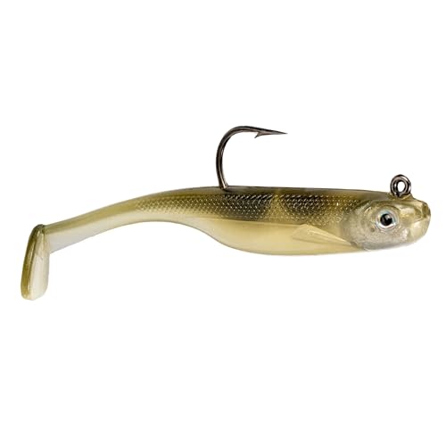 Strike King Homing Minnow Fishing Lure, Pre-Rigged Soft Plastic Swimbait, 3-Pack - color: Chrome Ayu, size: 4"
