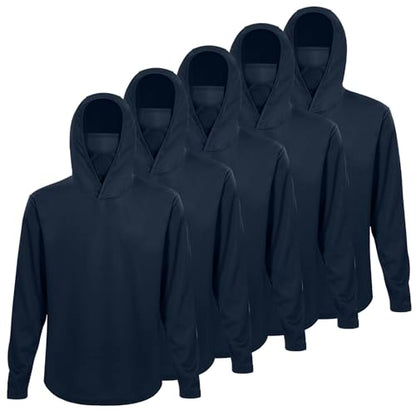 LeeHanTon Men UPF 50+ Sun Protection Hoodie Long Sleeve Shirts Dry-Fit UV Breathable Work Athletic Summer Pullover Sweatshirt - color: A-navy-with Mask, size: Small