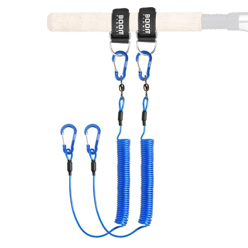 Booms Fishing T02 Fishing Pole Tether, Kayak Paddle Leash, Paddle Board Fishing Accessories, Heavy Duty Fishing Lanyard for Fishing Tools/Rods/Paddles - color: Blue with 5.9" RB1 Belt, 2pcs