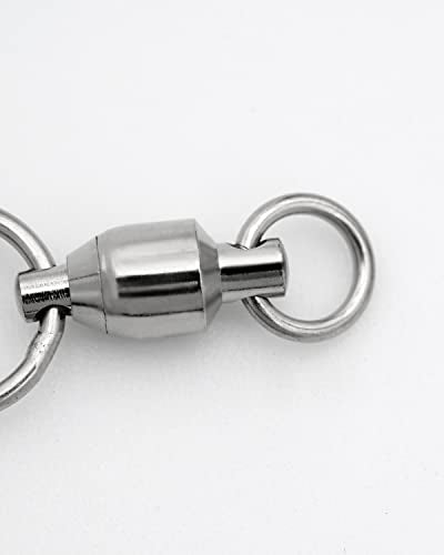 BLUEWING Ball Bearing 3-Way Swivels Fishing 10pcs Brass/Stainless Steel with Rolling Barrel 104lbs, 134lbs, 168lbs