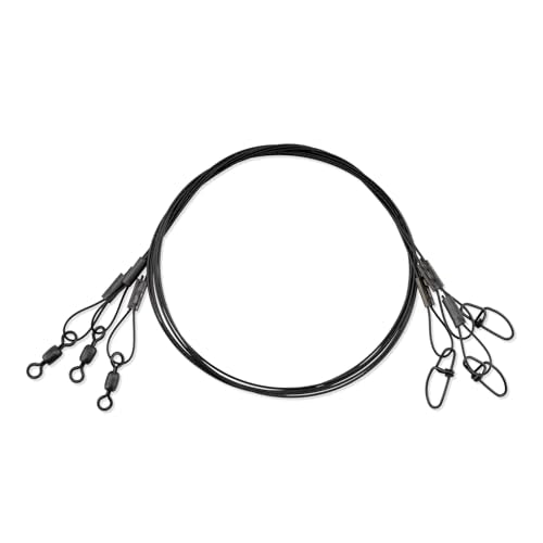 AFW Surflon Fishing Leaders – Black Nylon Coated Stainless Steel Wire, Swivel & Snap, 3 Pack, Variety Pack – Strong Leader Line for Catfishing & Toothy Game Fish - size: 20 lb, style: 18 Inch