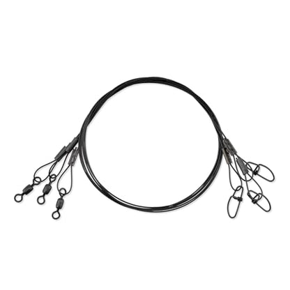 AFW Surflon Fishing Leaders – Black Nylon Coated Stainless Steel Wire, Swivel & Snap, 3 Pack, Variety Pack – Strong Leader Line for Catfishing & Toothy Game Fish - size: 20 lb, style: 18 Inch