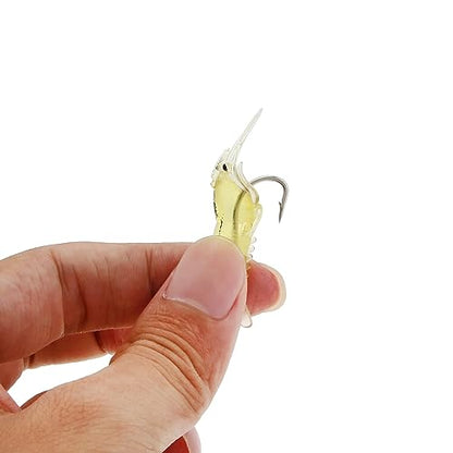 15pcs Shrimp Bait Hooks, Soft Prawn Fishing Lures Simulation Lure for Trout Bass Salmon
