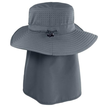Connectyle Men's Wide Brim Sun Hat with Neck Flap UPF 50+ Packable Breathable Boonie Bucket Hat for Fishing Hiking Safari - color: Dark Grey