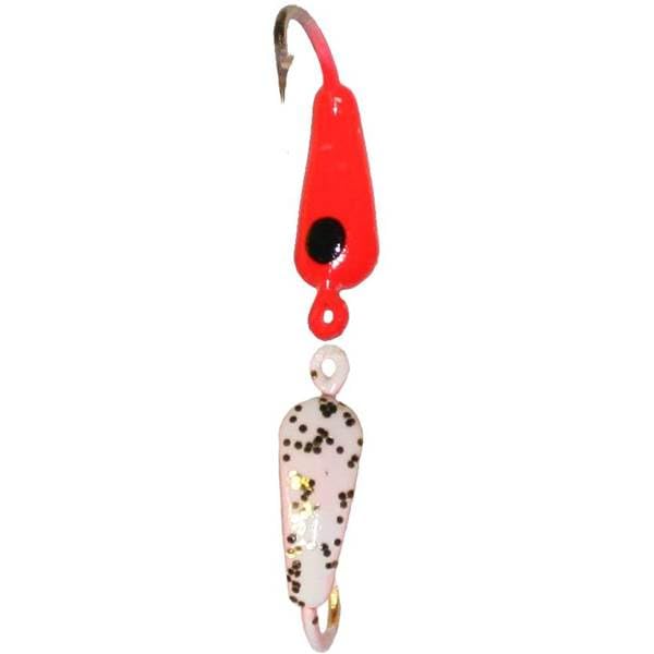 K&E STOPPER LURES Moon Glitter ICE JIG/Size 8 / RED/PRL 2PK
