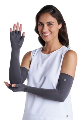 Coolibar Long Fingerless UV Sun Gloves - UPF 50+ Sun Protection - Perpetua - color: Charcoal, size: X-Small