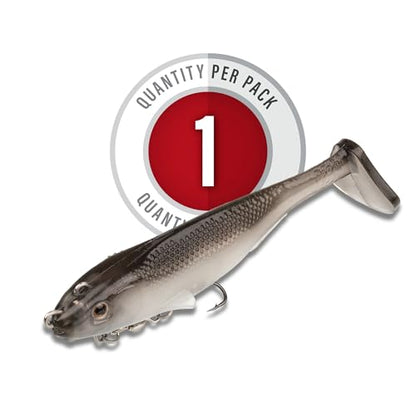 Strike King Final Copy Fishing Lure, Pre-Rigged Soft Plastic Swimbait, Free-Swinging Size 4 Treble Hook, Belly Magnetic Hook Keeper, 7/8-Ounce - color: Ghost Shad