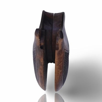 J Round Revolver Grips Compatible with S&W, Real Wood Gun Grips fits Smith & Wesson J Frame Round Butt .38 Special and 9mm Revolvers/Screw Included - color: Checkred - Brown, size: Walnut Wood