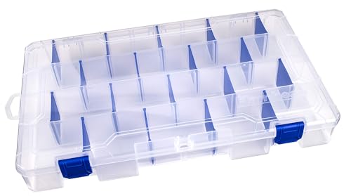 Flambeau Outdoors 5007 Tuff Tainer Fishing Tackle Box with Zerust Anti-Rust Dividers - Includes 18 Dividers, 36 Compartments, Clear Fishing Lure Organizer - 14.25" x 9.125" x 2"