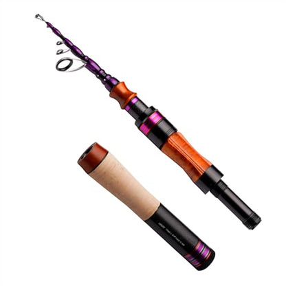 PURELURE Telescopic Fishing Rod Spinning & Casting Travel Rod Ultralight 5' | Fuji Alconite Ring, Detachable Handle Closed Length 9.8in, Spare Carbon Solid Tip, Solid Wood Reel Seat, Cork Handle - style: Fuji Spin - 5'1'' - Ultralight - Moderate Fast