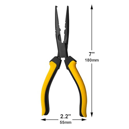 7-inch Fishing Pliers with Rust-resistant Teflon Coating, Fresh/Sea Fishing Tools, Comfortable Grip Fishing Gear for Fishing Trips - style: 7" Split Ring Nose