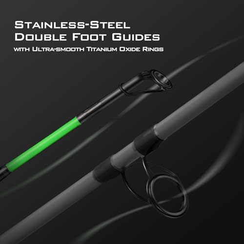 KastKing KONG Fishing Rod, Powerful, Lightweight S-Curve Graphite Rod Blanks, Nano Resin Technology, Stainless-Steel Double-Foot Guides w/Titanium Oxide Rings, Non-Slip Handles, Chartreuse Strike Tips - size: 7'6"-MH-Fast-2pcs, style: Spin