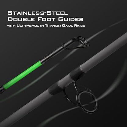 KastKing KONG Fishing Rod, Powerful, Lightweight S-Curve Graphite Rod Blanks, Nano Resin Technology, Stainless-Steel Double-Foot Guides w/Titanium Oxide Rings, Non-Slip Handles, Chartreuse Strike Tips - size: 7'0''-M-Fast-2pcs, style: Cast