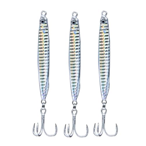 Saltwater Fishing Lures Fishing Jigs Fishing Spoons for Striped bass, Pompano, Spanish Mackerel ，Bluefish - color: Silver (3pcs), size: 2.13 oz / 60 g